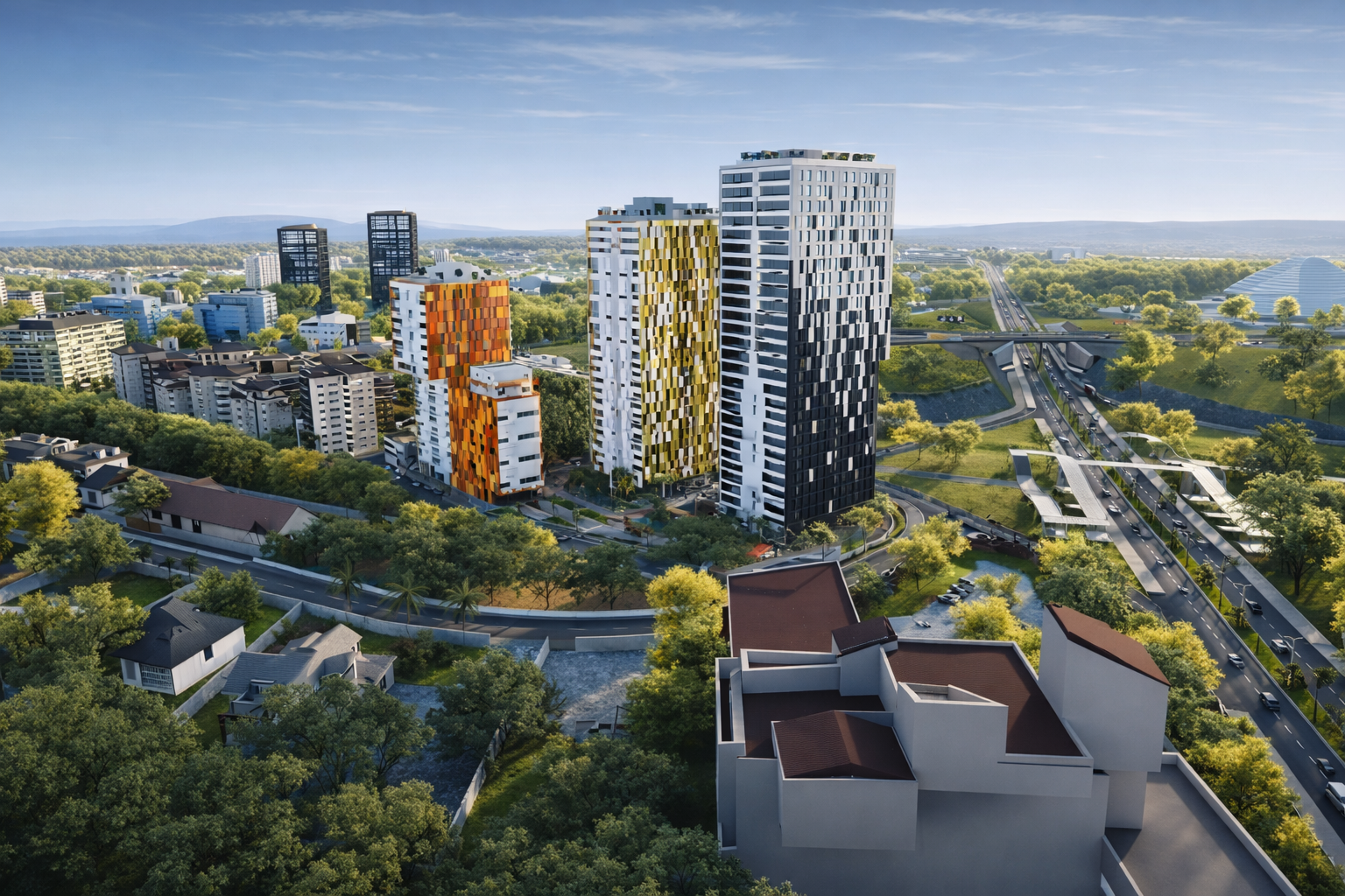 Echo Tower skyline view